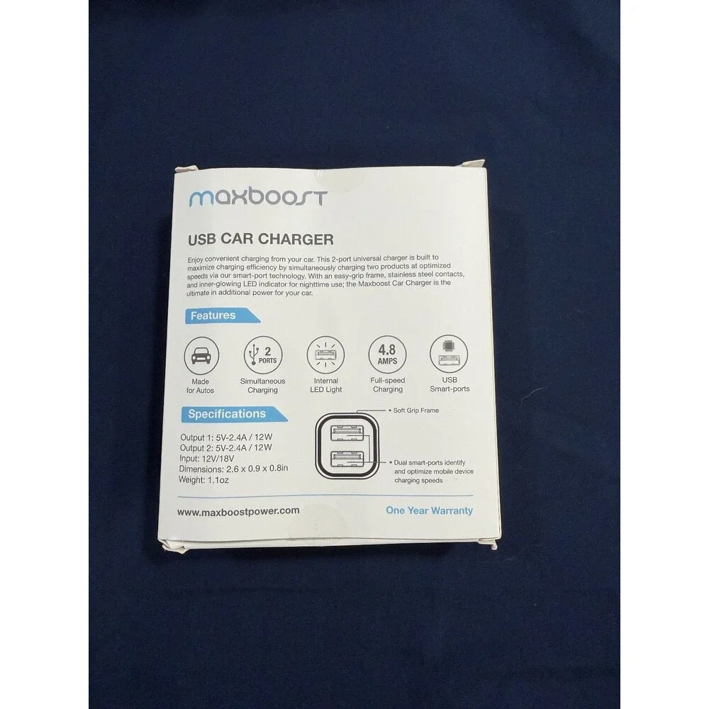 Maxboost Dual-Port Universal USB Car Charger OPEN BOX
